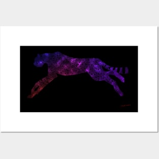 Space Cheetah Silhouette Black Spots Posters and Art